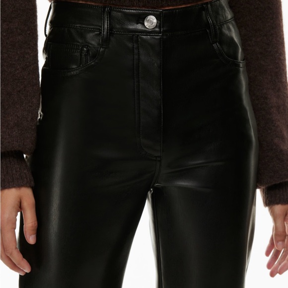 Aritzia Wilfred Melina High-Rise Vegan Leather Pants - Black, Size 8 - Picture 3 of 5